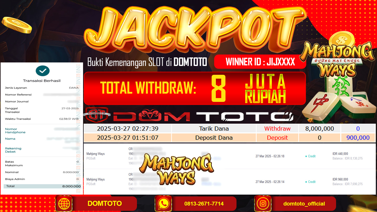 JACKPOT SLOT MAHJONG WAYS  27 MARET 2025
